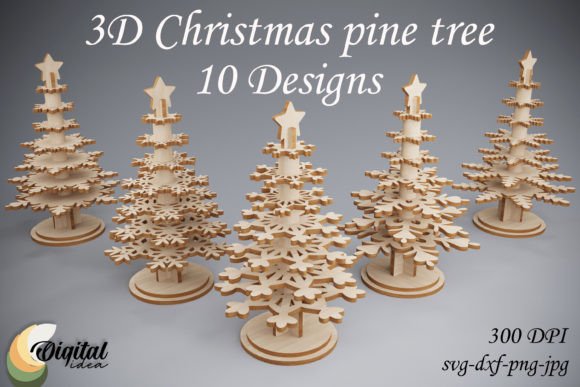 3D Christmas Pine Tree Bundle Laser Cut for Winter Amp