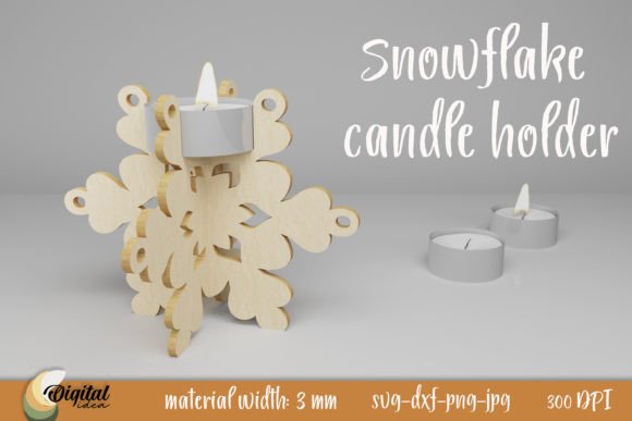 3D Snowflake Candle Holder Design SVG for Winter Amp