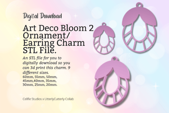 Art Deco Bloom 2 Earring Charm STL File: A Publisher's Tool for Editorial Design