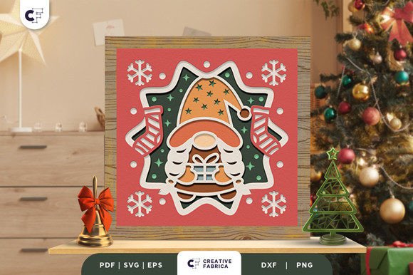 Braided Gnome 3D Shadow Box SVG for Christmas Crafts
