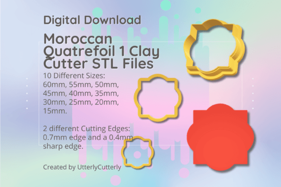 Clay Cutter STL File Moroccan Quatrefoil for Tools