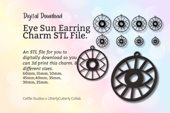 Eye Sun Earring Charm STL File - Digital Review