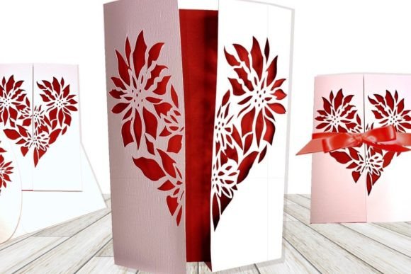 Flower Heart Gate Fold Card: A Review for Cards And Invites