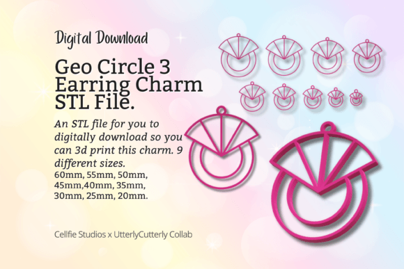 Geo Circle 3 Earring Charm STL File - Di Tools for Makers