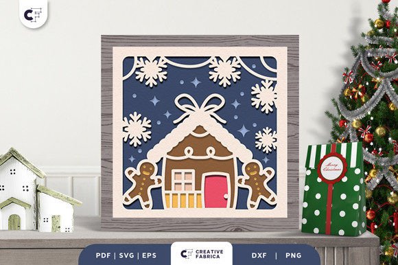 Gingerbread House 3D Light Box SVG for Christmas Branding
