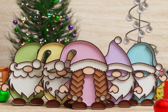 Gnome SVG Multilayered Cut File Bundle for Christmas Crafts