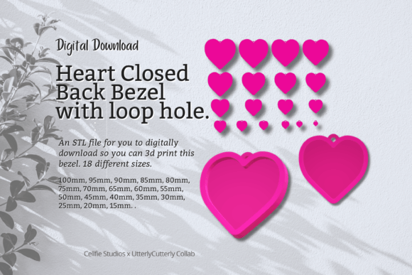 Heart 1 Closed Back Bezel STL File with