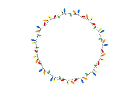 Holiday Round Frame with Multi Colored C for Backgrounds