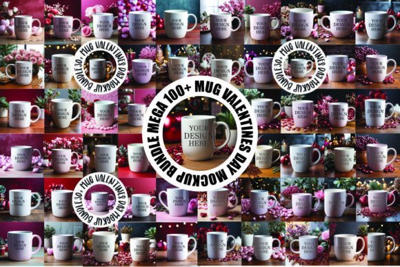 Mega Valentines Day Mug Mockups Bundle for Mugs Amp Creators