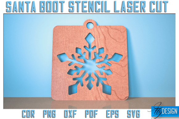 Santa Boot Stencil Laser Cut SVG Xmas for Winter Amp