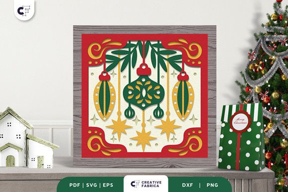 Scandinavian Bauble 3D Shadow Box SVG for Christmas