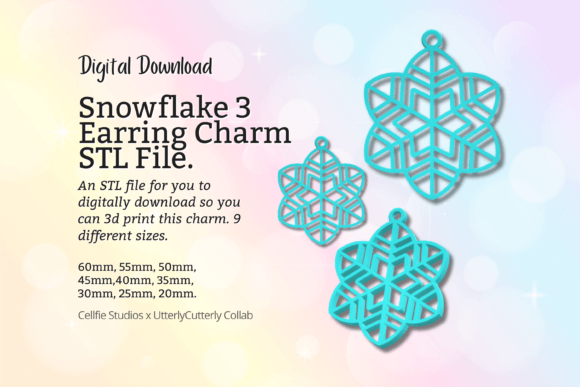 Snowflake 3 Earring Charm STL File - Dig: A Tools Review for Crafters