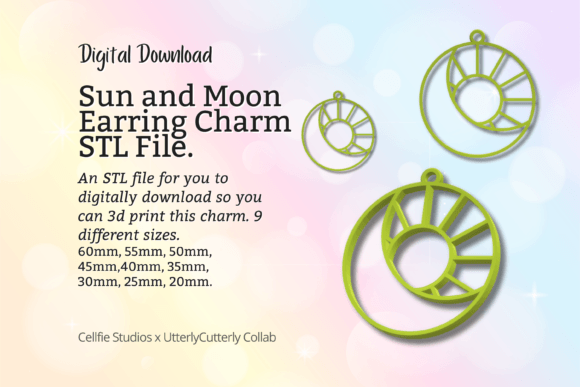 Sun and Moon Earring Charm STL File - Di Review