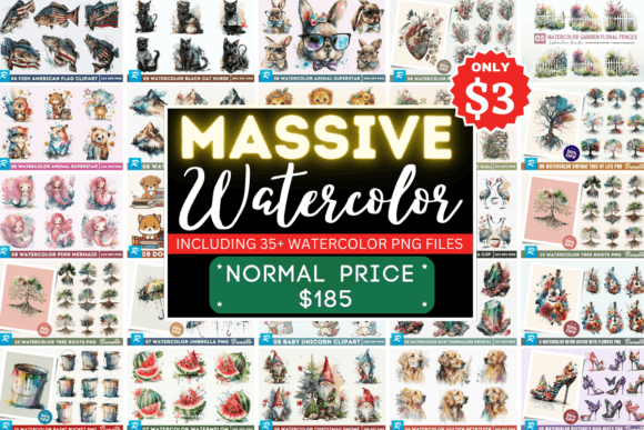 The Massive Watercolor Big PNG Bundle for Crafts
