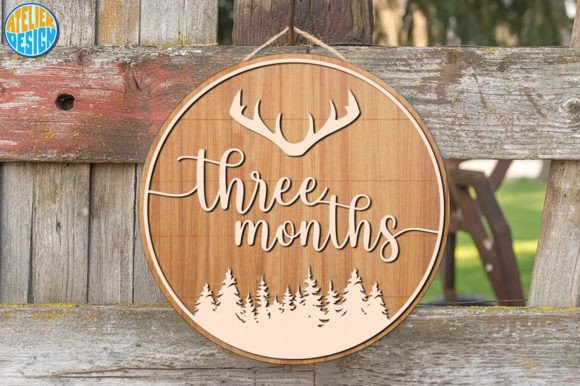 Three Months Round Cards SVG for Winter Amp Projects
