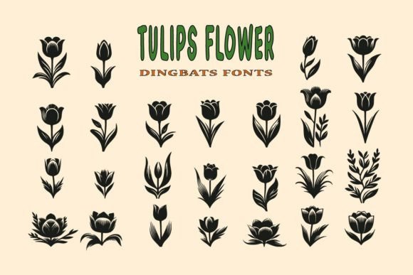 Tulips Flower: A Premium Dingbats Asset for Modern Publishing