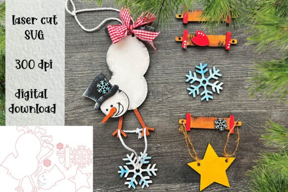 Upside Down Snowman Ornament Laser SVG for Winter Amp