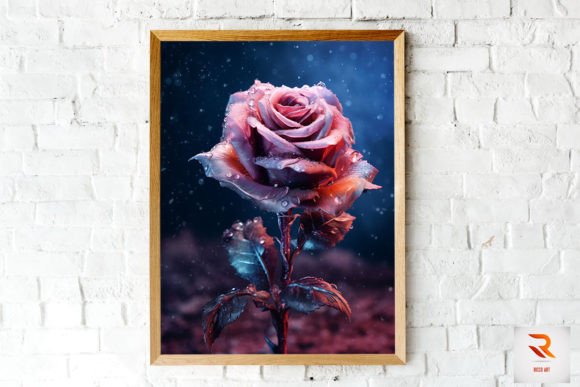 Whimsical Winter Maroon Rose Wall Art for Backgrounds